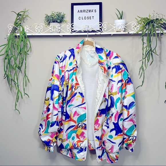 Vintage LAVON Funky Colorful Windbreaker Zip Up Jacket - Picture 7 of 13